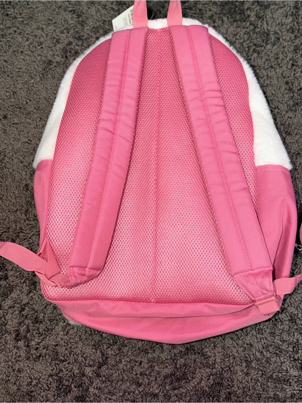 Hello Kitty White Plush Backpack with Pink Accents and Decorative Bow